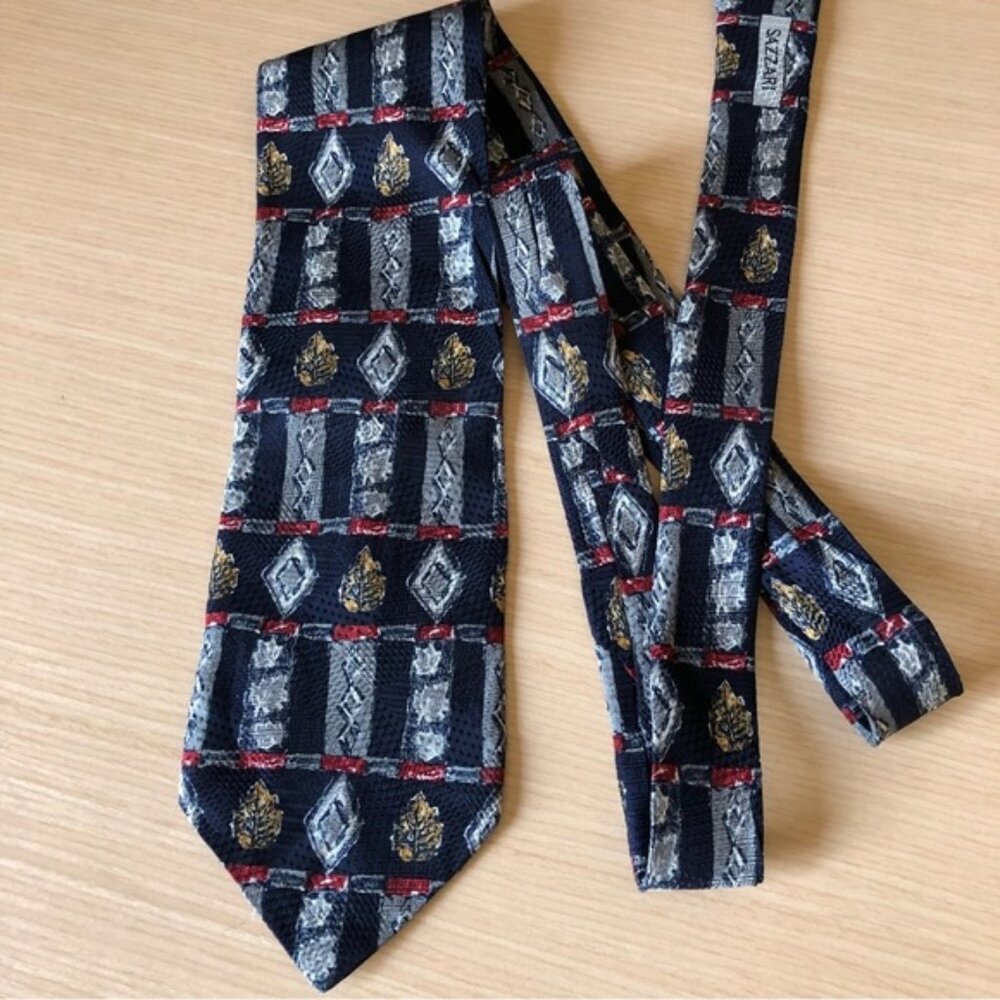 💕2/$16💕Sazzari 100% Silk Navy Patterned Tie